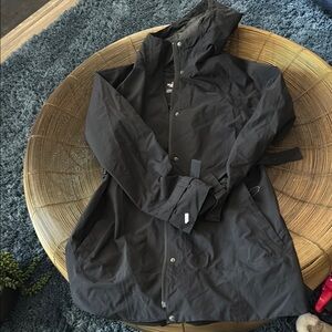 The North Face Black Hooded Trench Coat Lightweight Water-Resistant